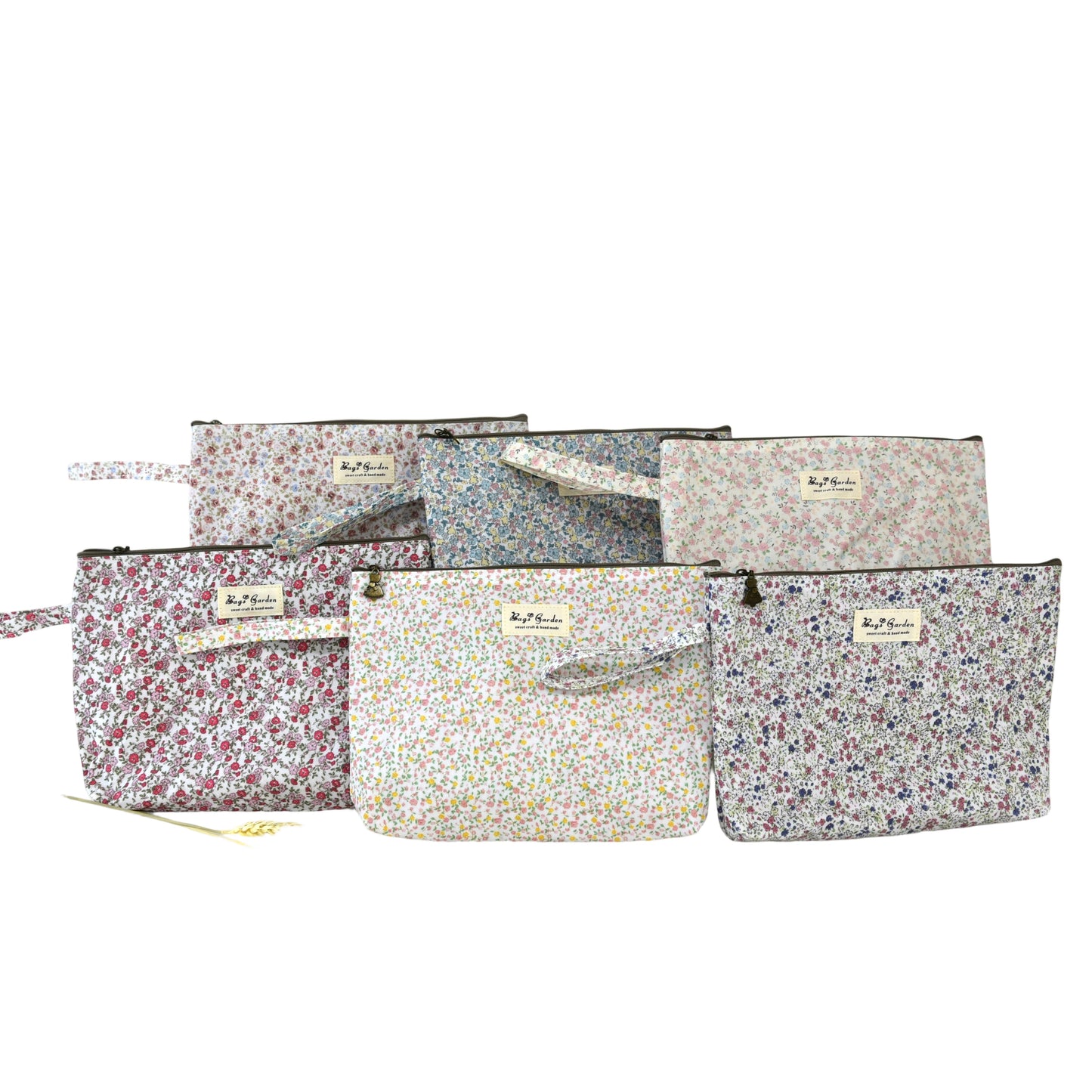 Neceser impermeable de flores grande con asa lateral fija