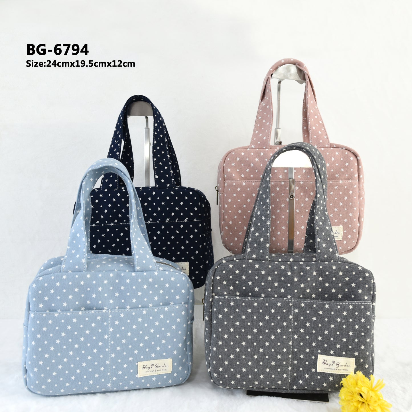 Bolso de mano de algodón con estrellas – Multiusos y con bolsillos