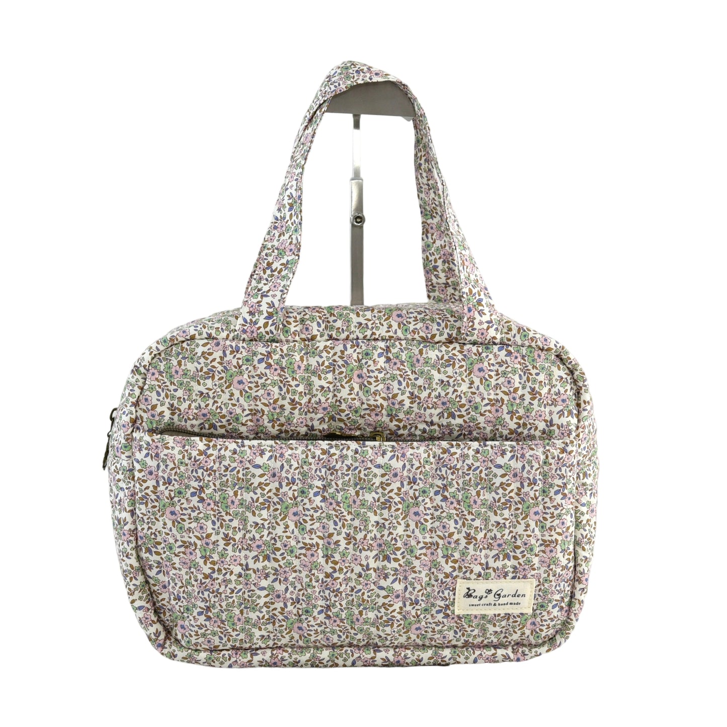 Bolso rectangular con asas de mano de algodón floral