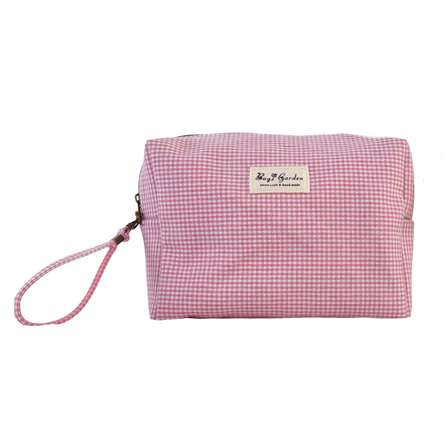 Neceser pequeño de algodón mini Vichy con asa lateral desmontable – Bolsa de viaje multiusos