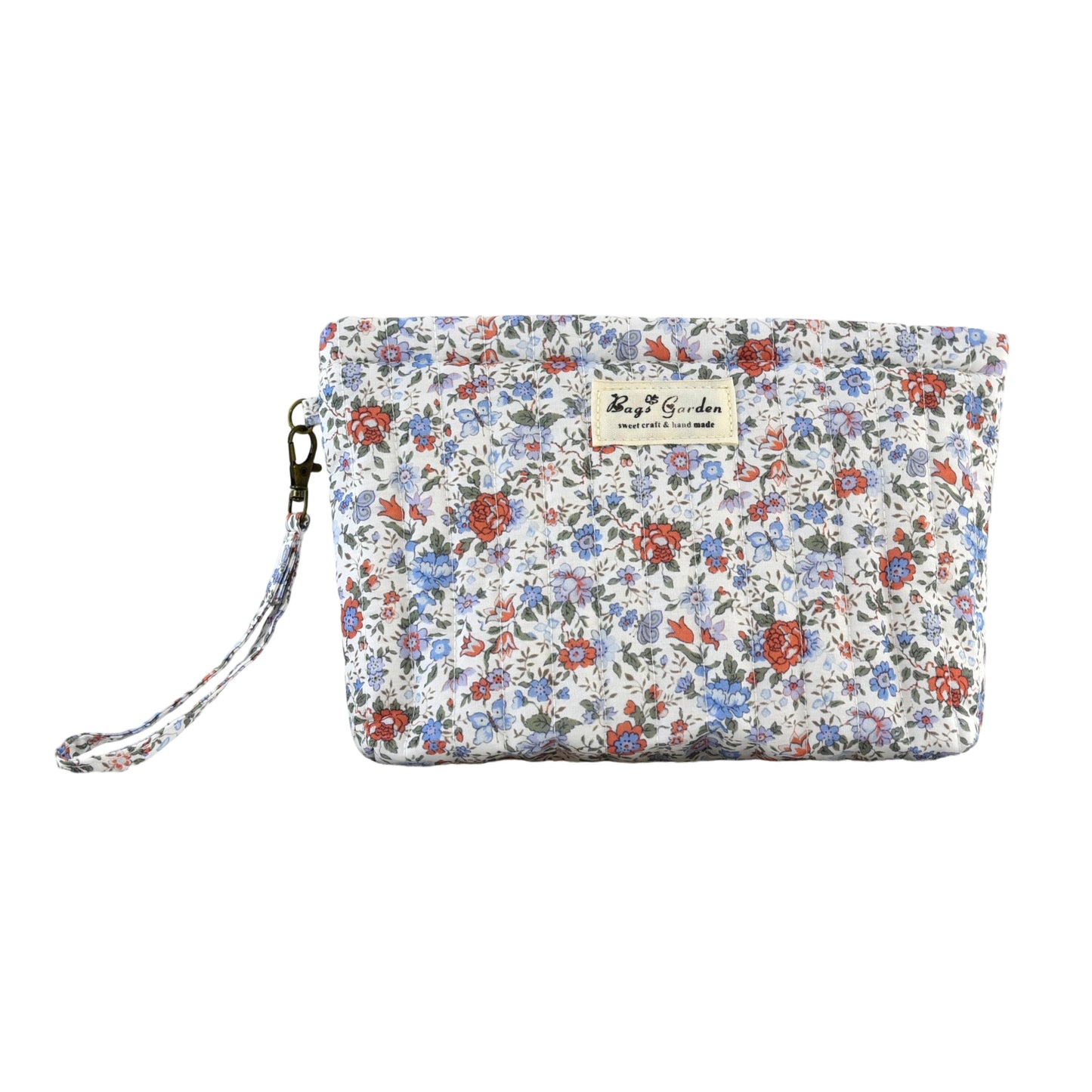 Neceser amplio de algodón floral con asa lateral desmontable