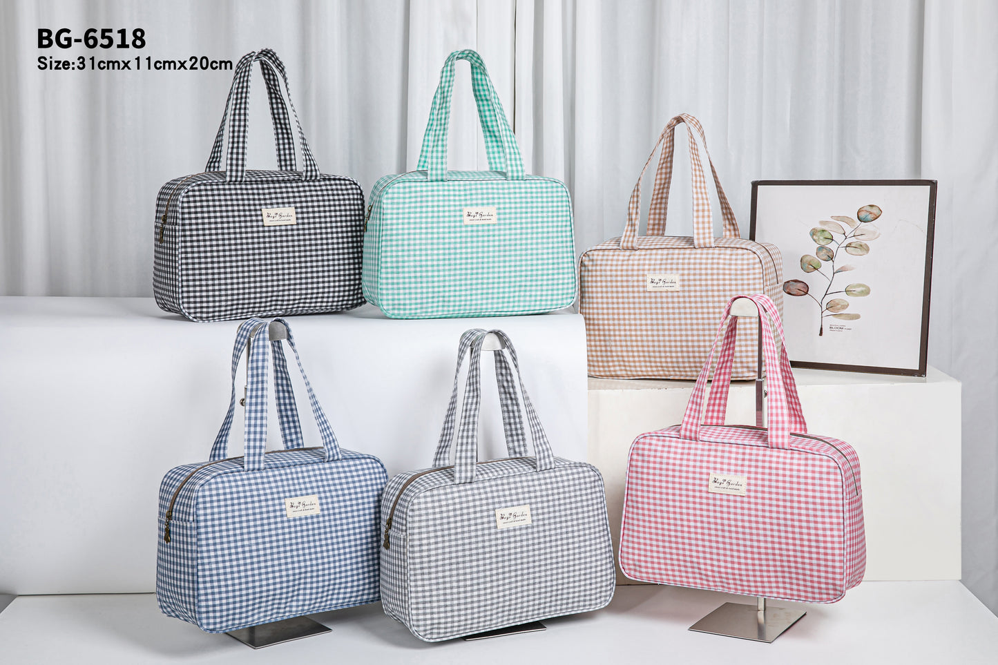 Waterproof gingham handbag