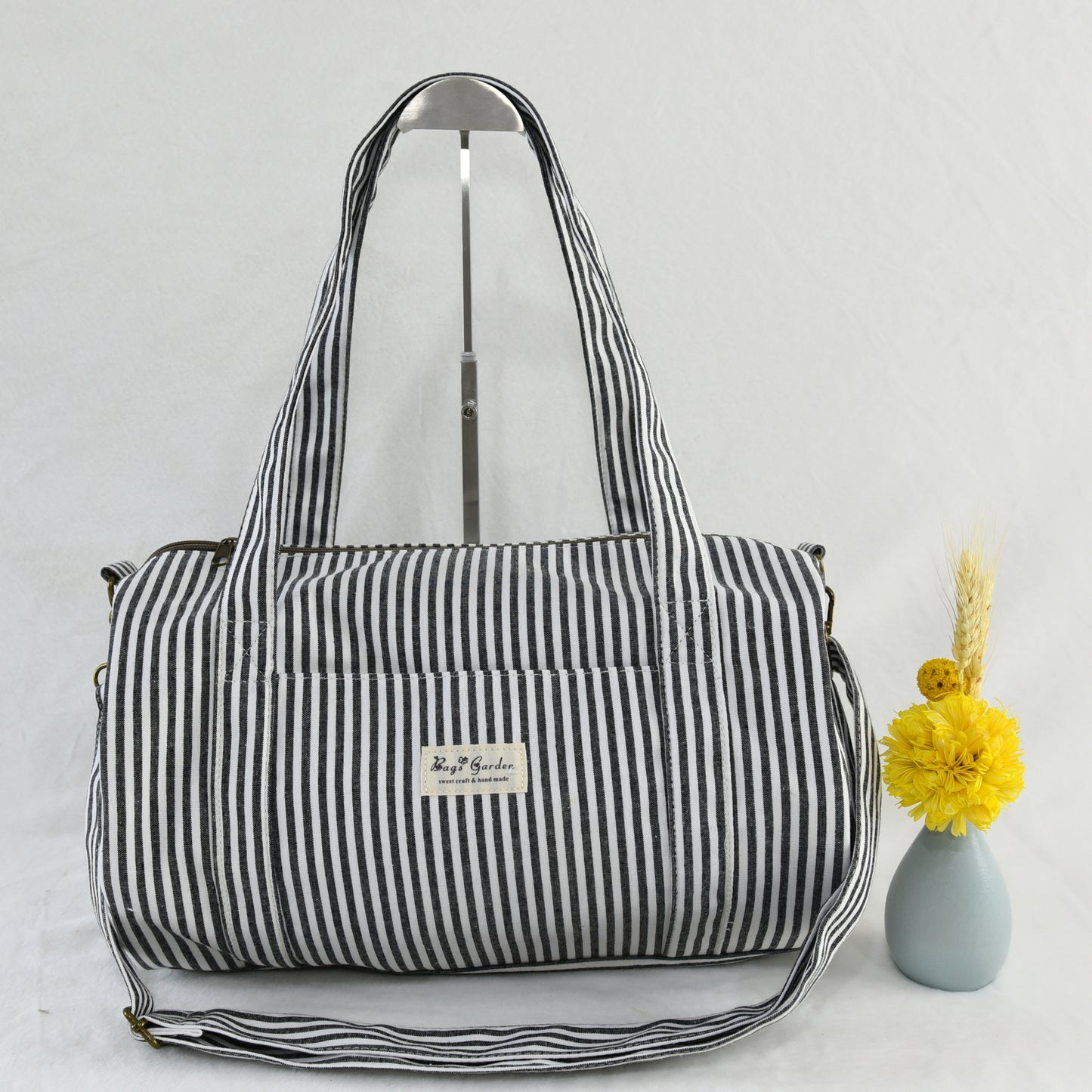Bolso barrel de algodón rayas