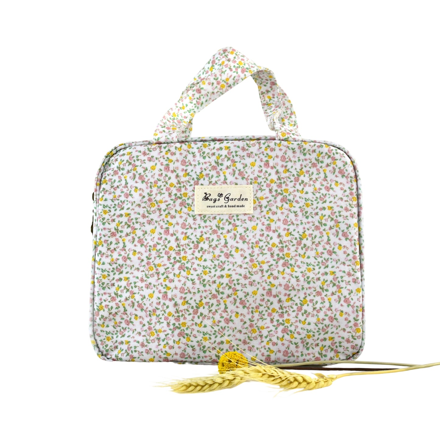 Bolso cuadrado impermeable de flores con asas de mano