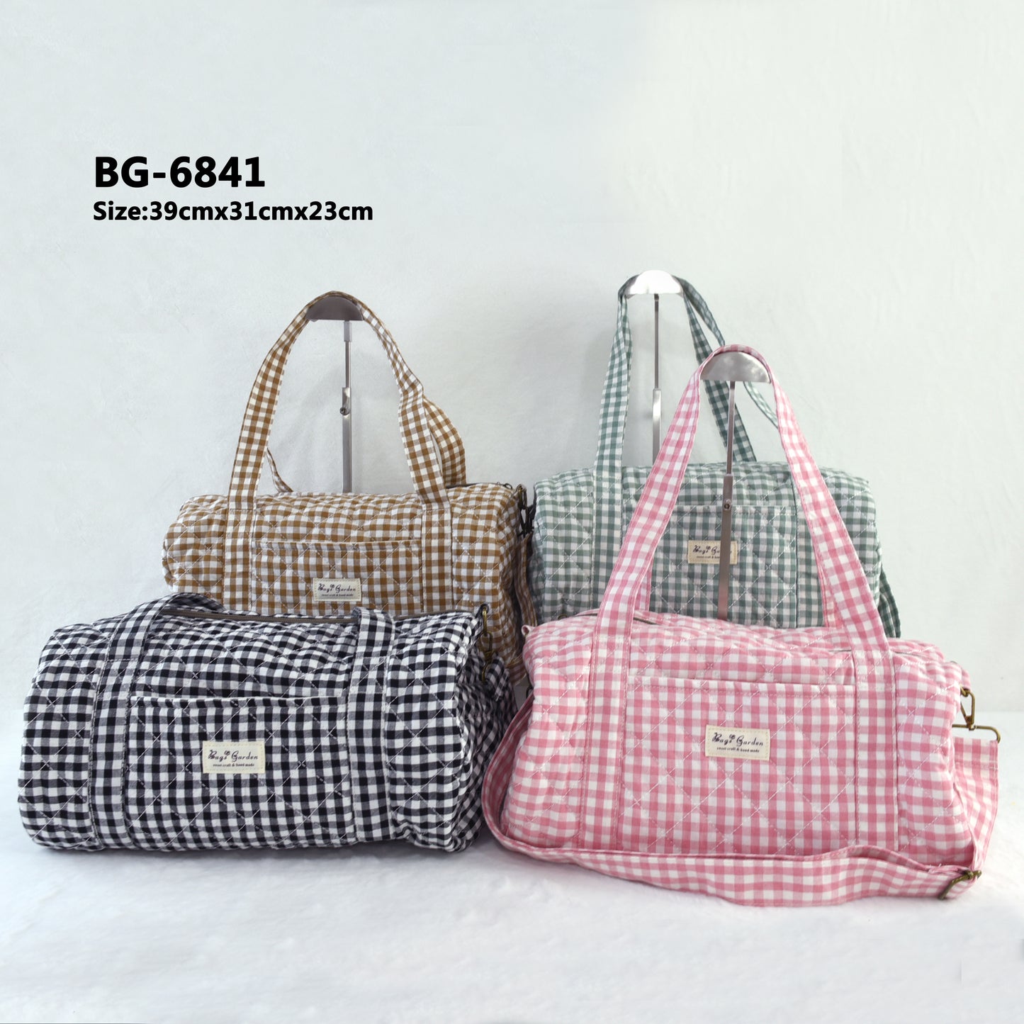 Bolso Barrel de Algodón con Vichy Grande