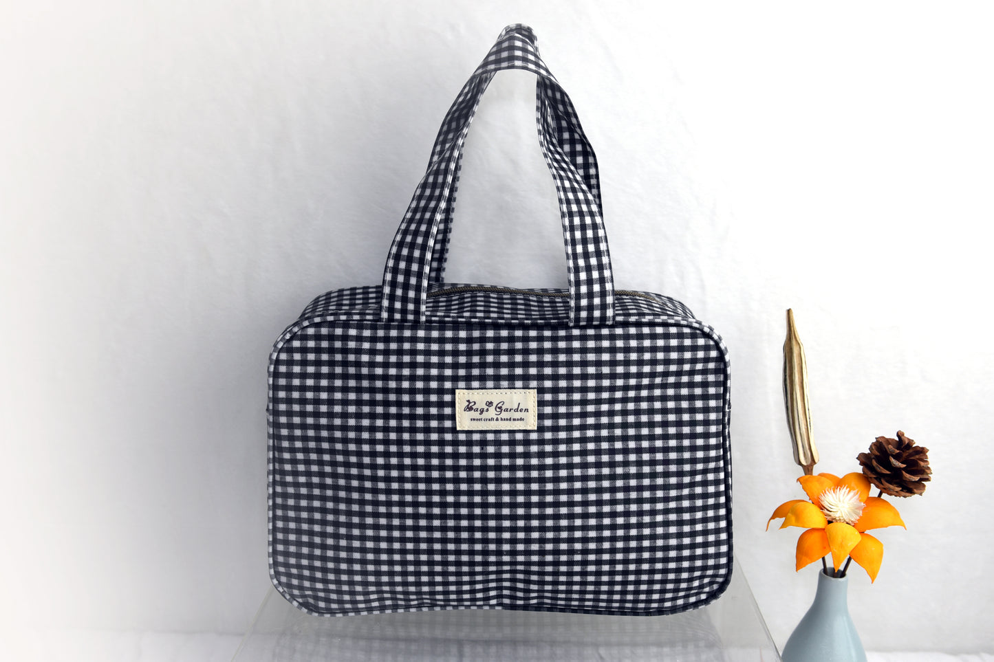 Waterproof gingham handbag
