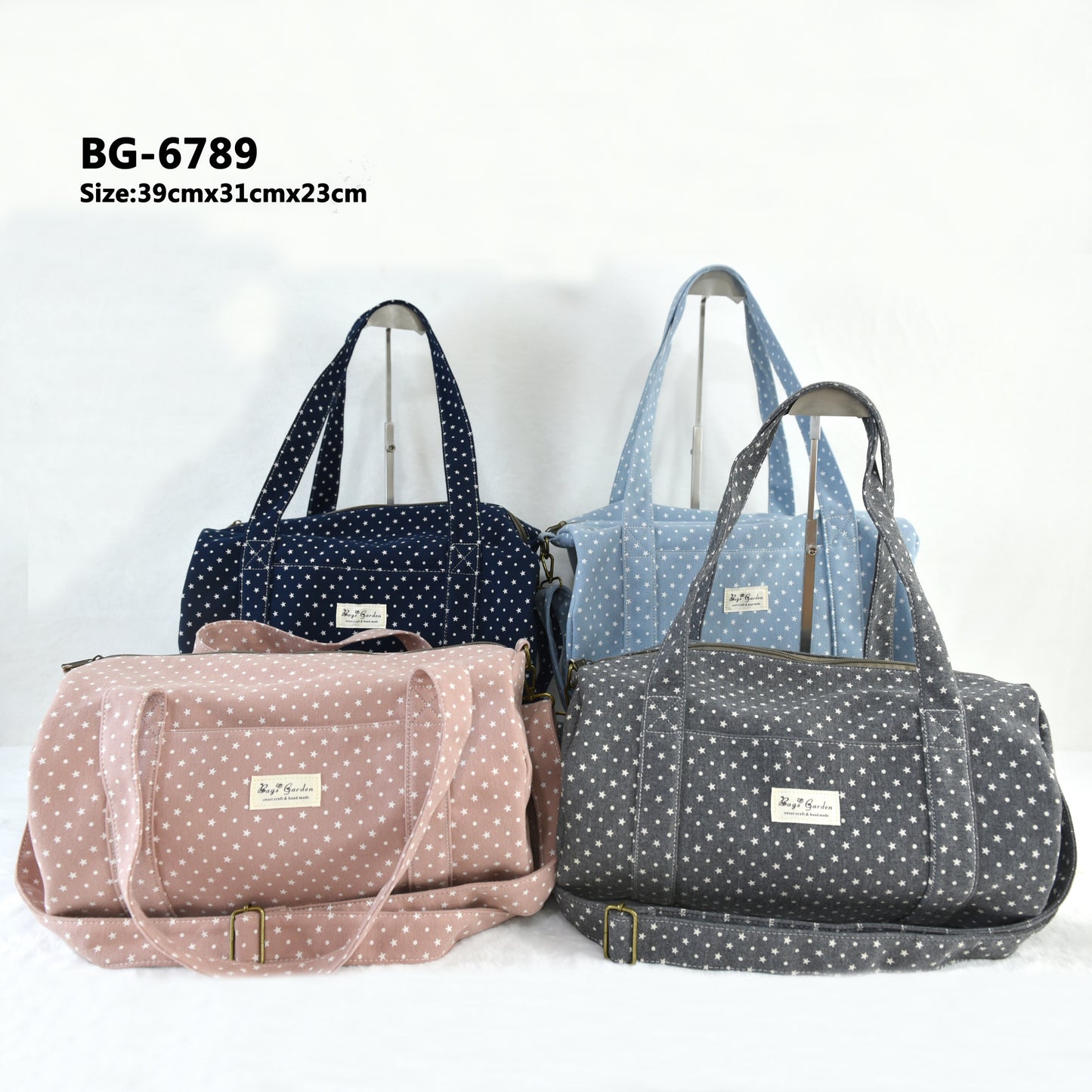 Bolso barrel de algodón con estrellas – Versátil y espacioso