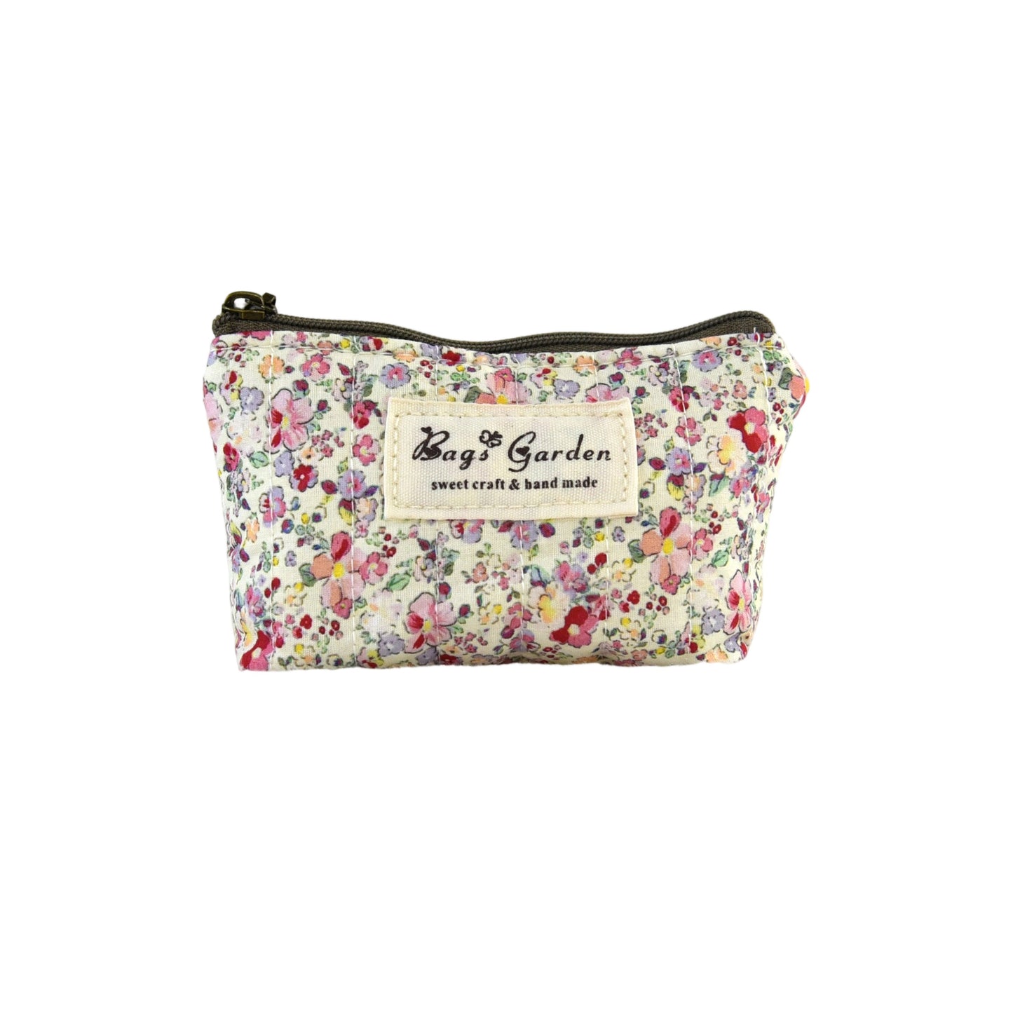 Monedero pequeño de algodón floral con cremallera