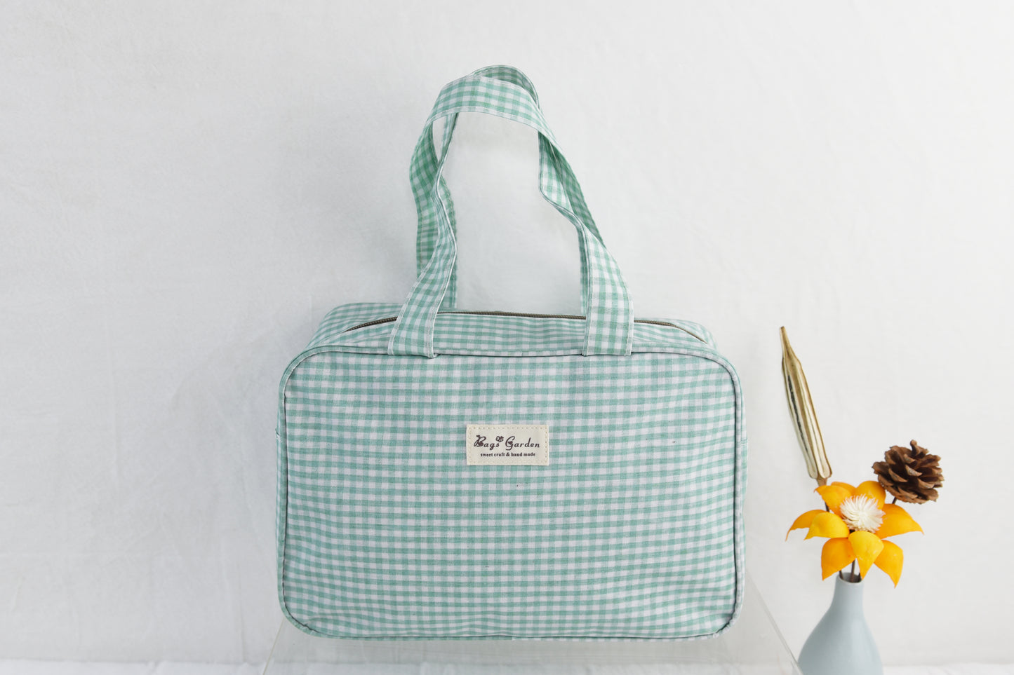 Waterproof gingham handbag