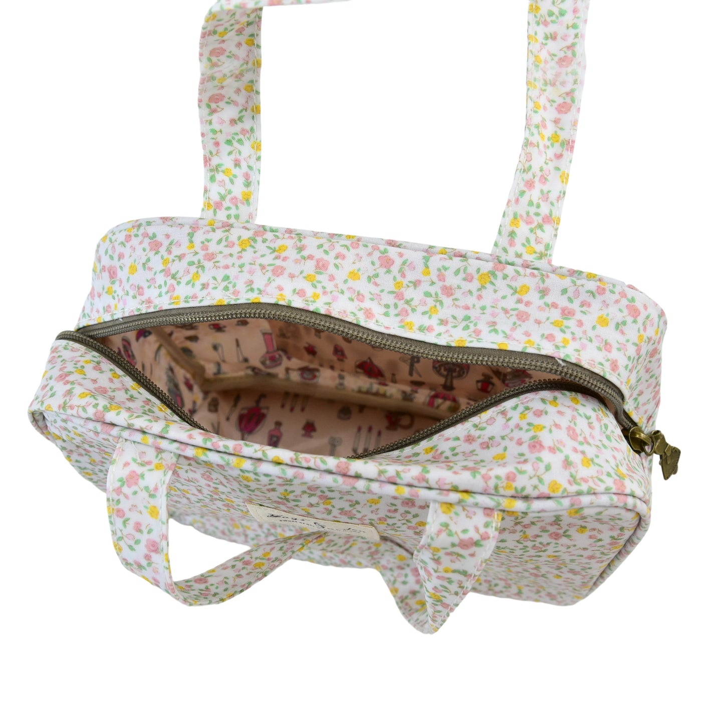 Bolso cuadrado impermeable de flores con asas de mano