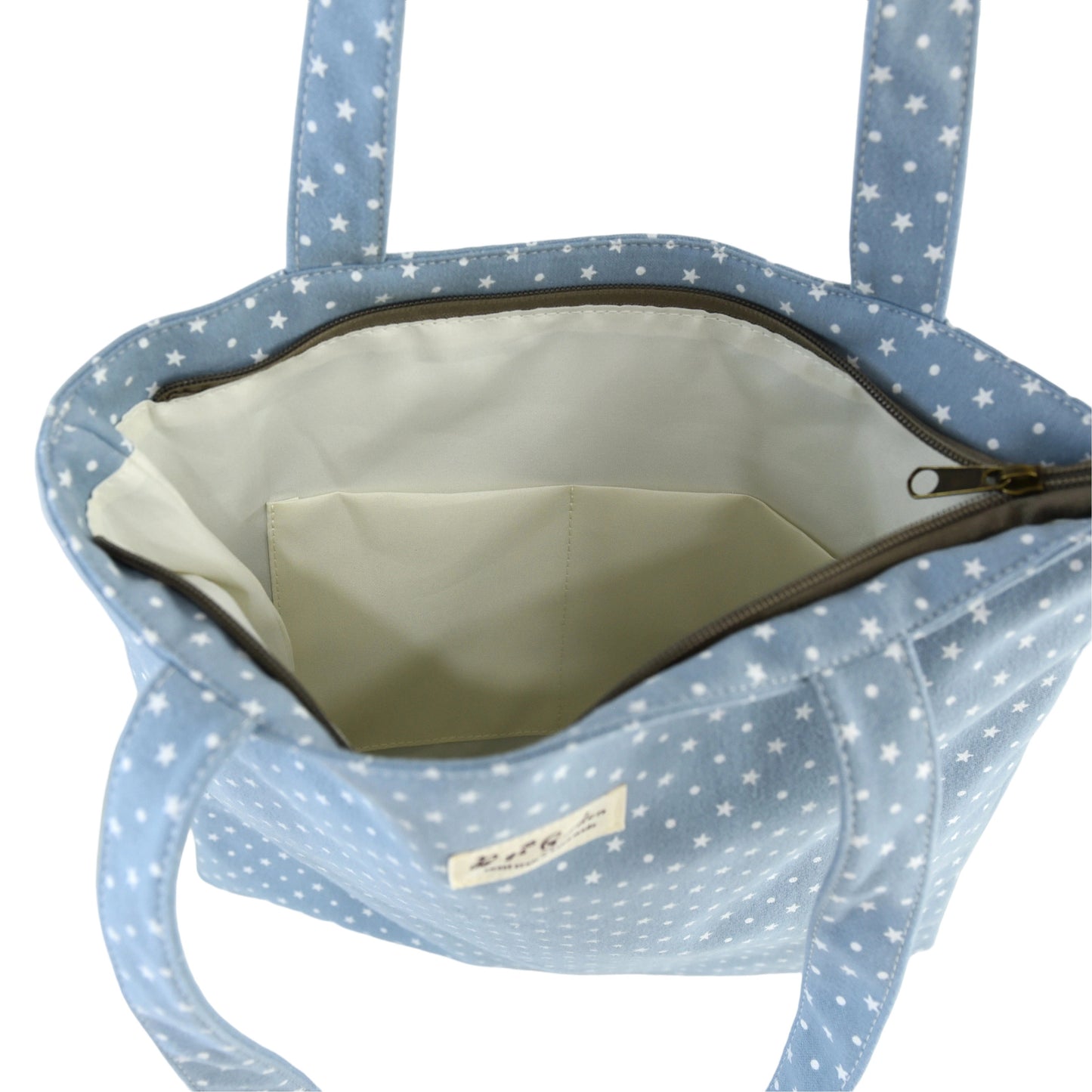 Bolso de hombro de algodón con diseño de estrellas.