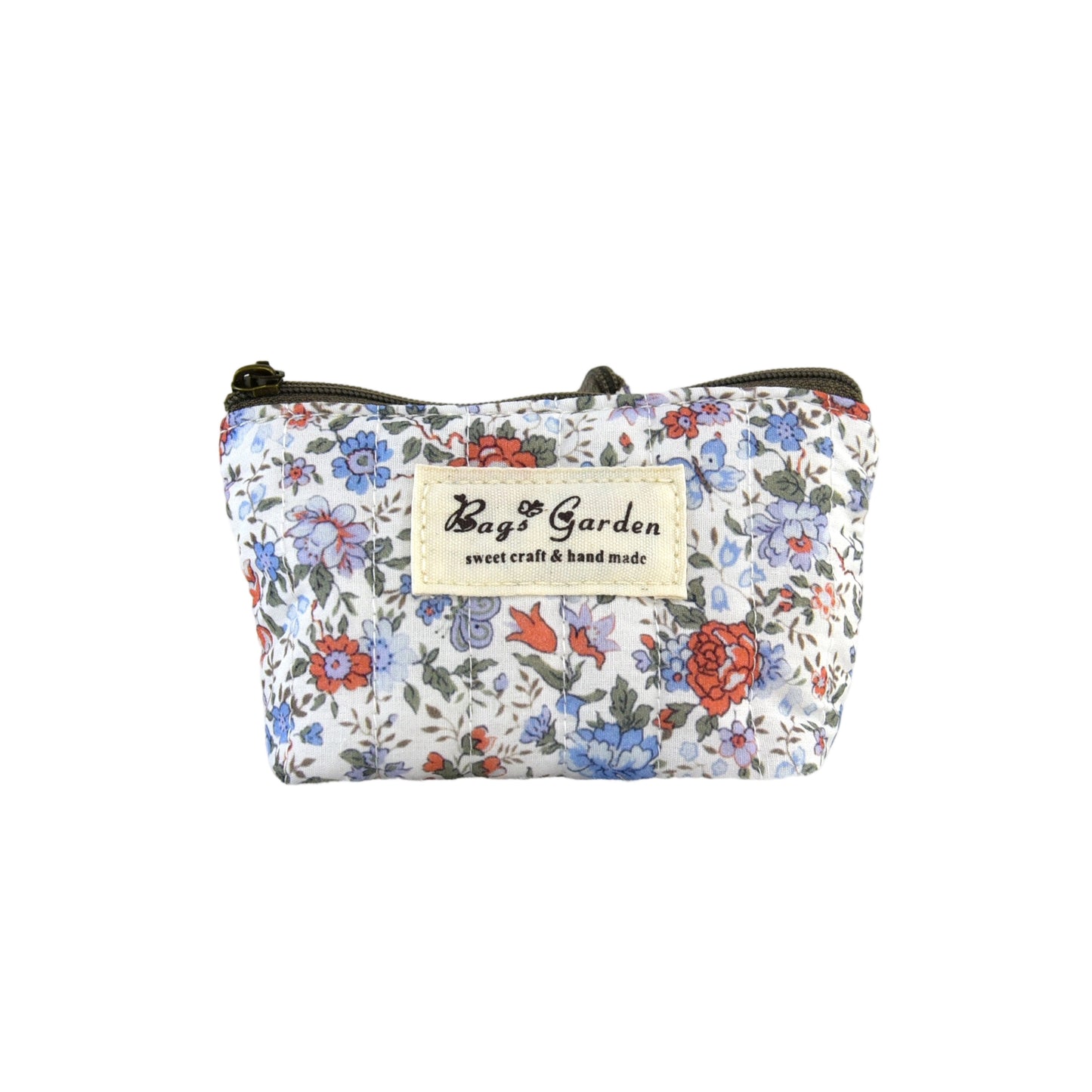 Monedero pequeño de algodón floral con cremallera