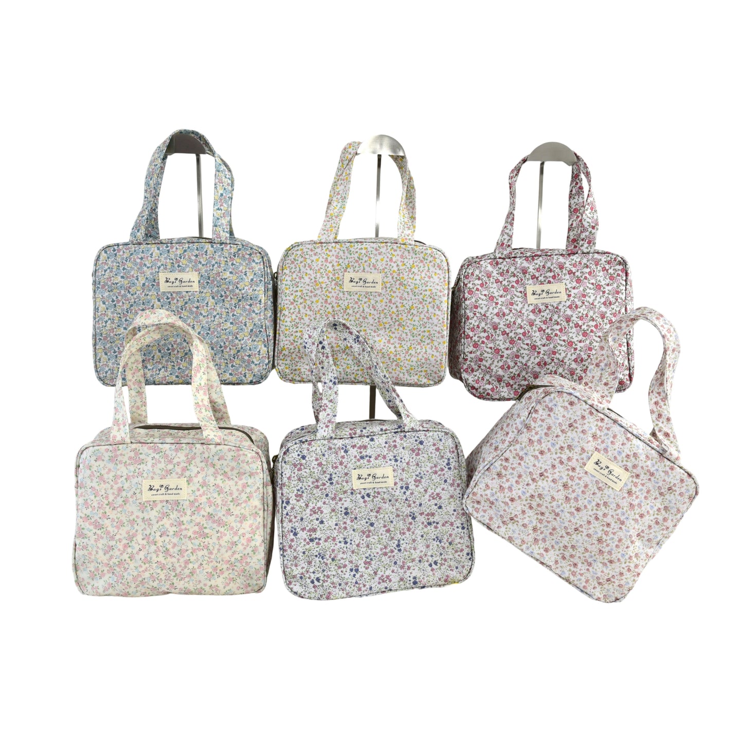 Bolso cuadrado impermeable de flores con asas de mano