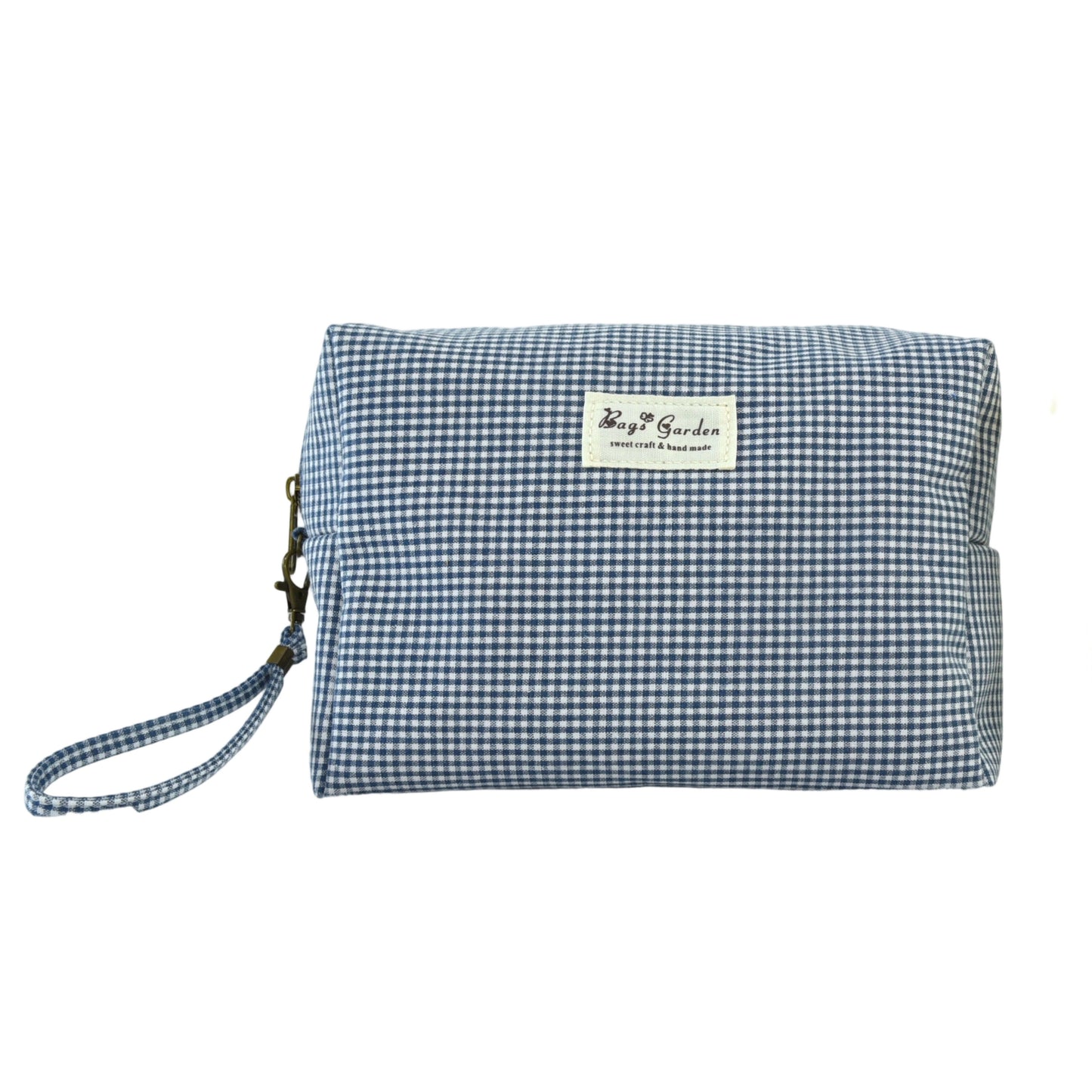 Neceser pequeño de algodón mini Vichy con asa lateral desmontable – Bolsa de viaje multiusos