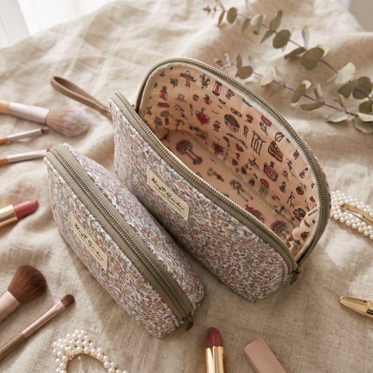 Set de 3 Neceseres Florales Impermeables de Diferentes Tamaños para Maquillaje y Viaje