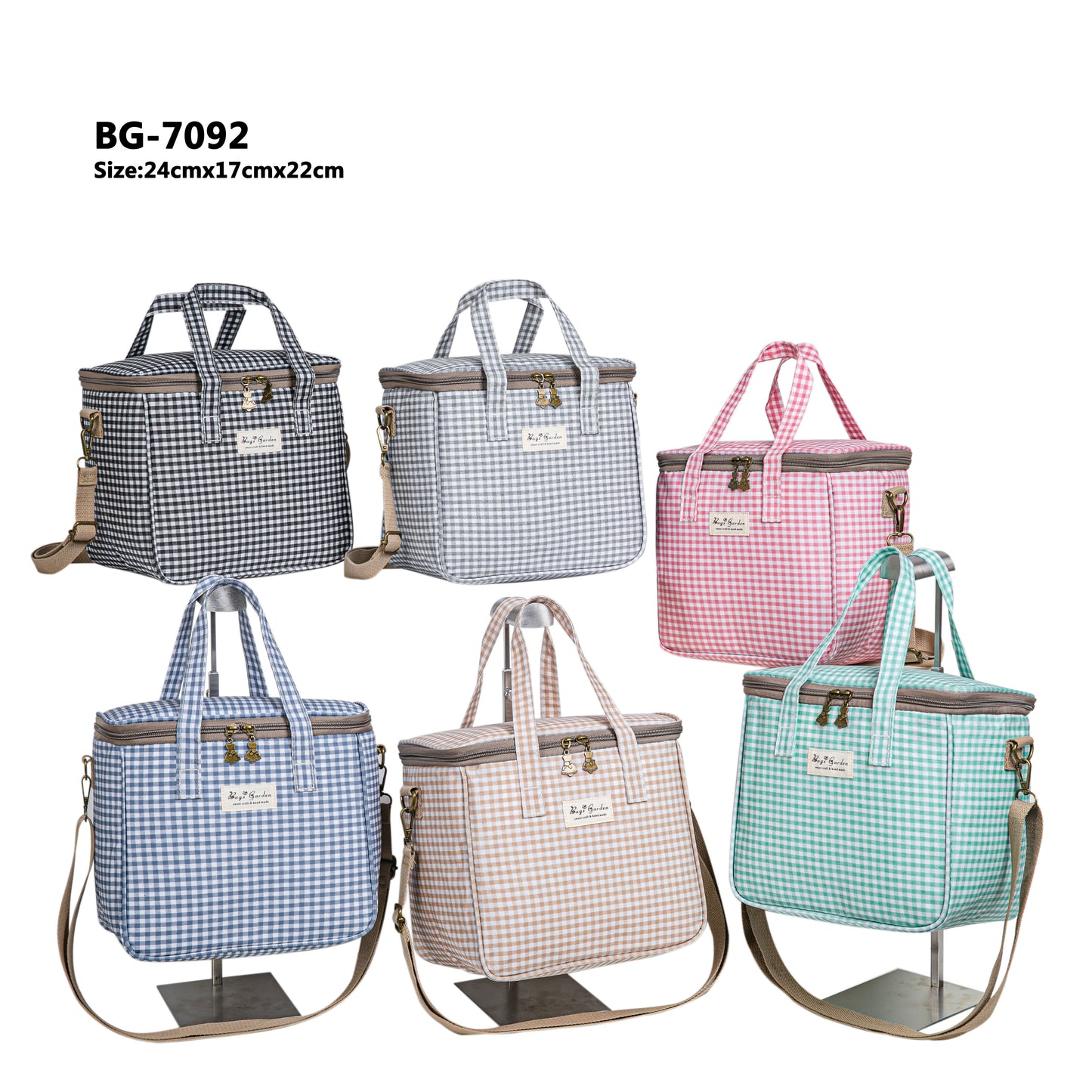 Bolsa Nevera Impermeable Vichy | Bolsa Térmica Almuerzo con Cremallera