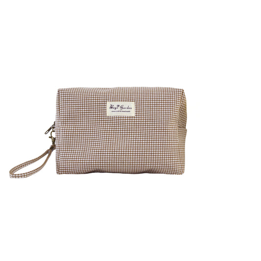 Neceser grande de algodón mini Vichy con asa lateral desmontable – Bolsa de viaje multiusos