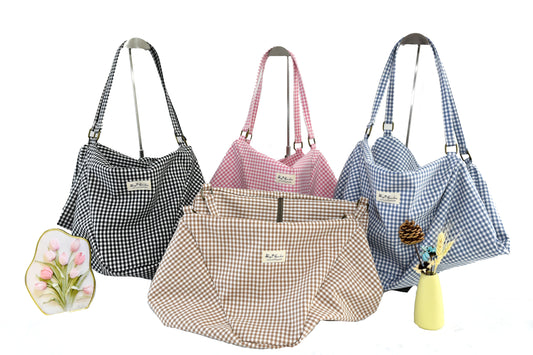 Large Vichy cotton bag