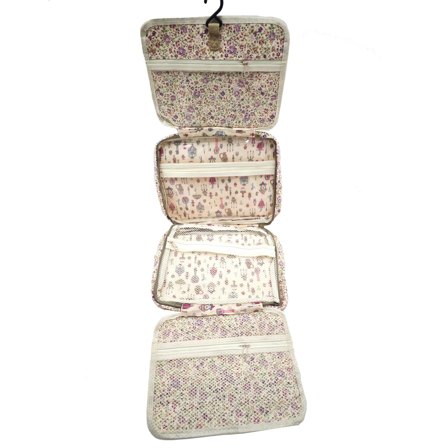 Neceser grande colgable impermeable de flores