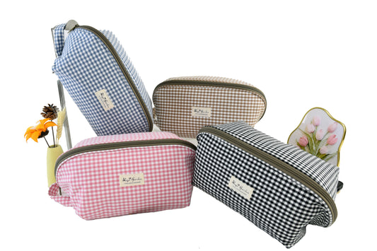 Vichy cotton storage bag for bras and underwear