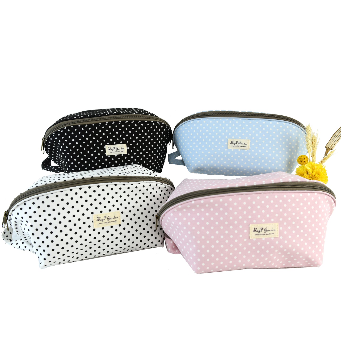 Polka dot cotton storage bag for bras and underwear