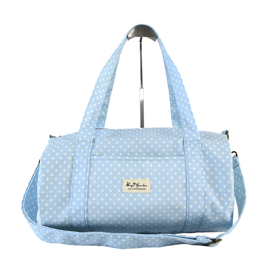 Polka dot cotton barrel bag
