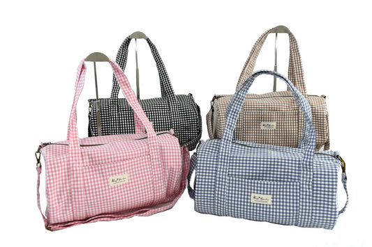 Vichy cotton barrel bag