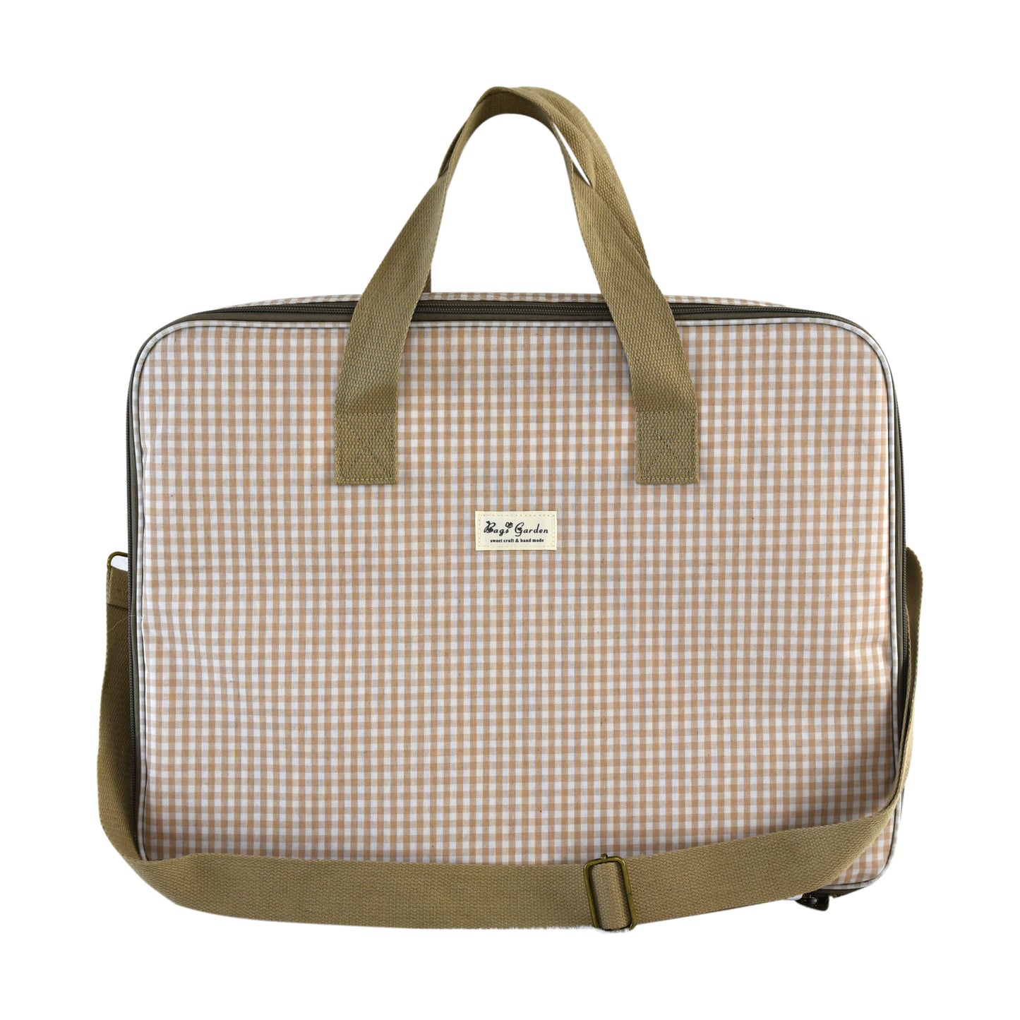 Bolsa organizadora para maleta Vichy con asas y correa de hombro