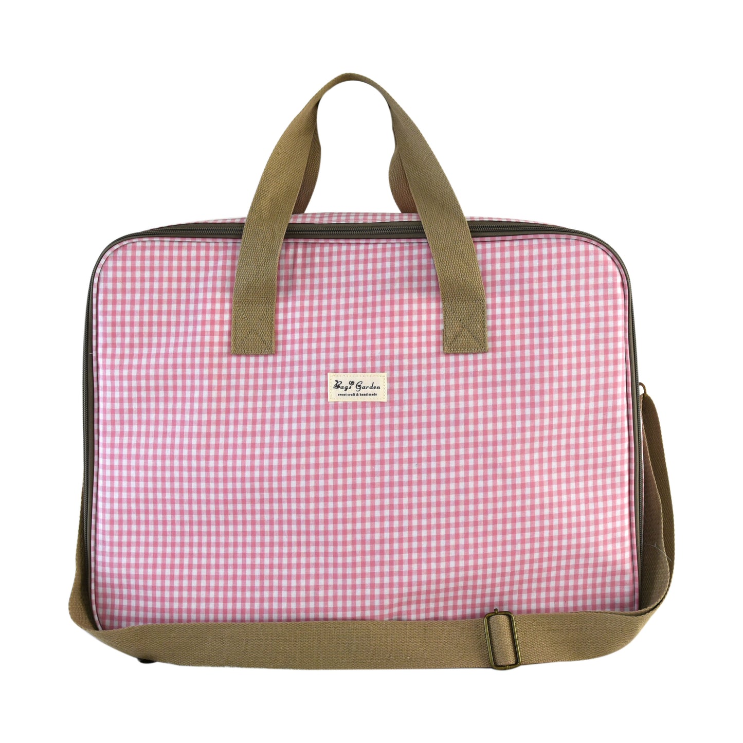 Bolsa organizadora para maleta Vichy con asas y correa de hombro