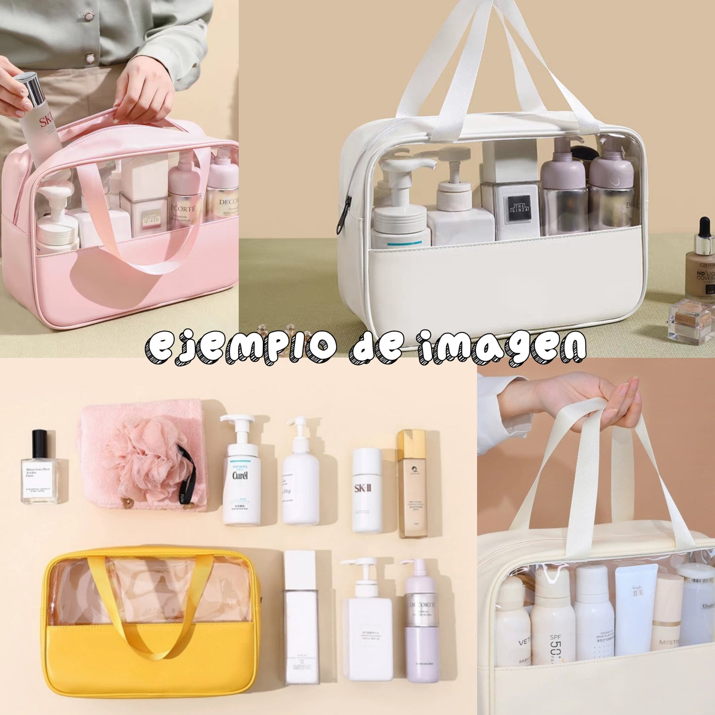 Small transparent waterproof flower toiletry bag