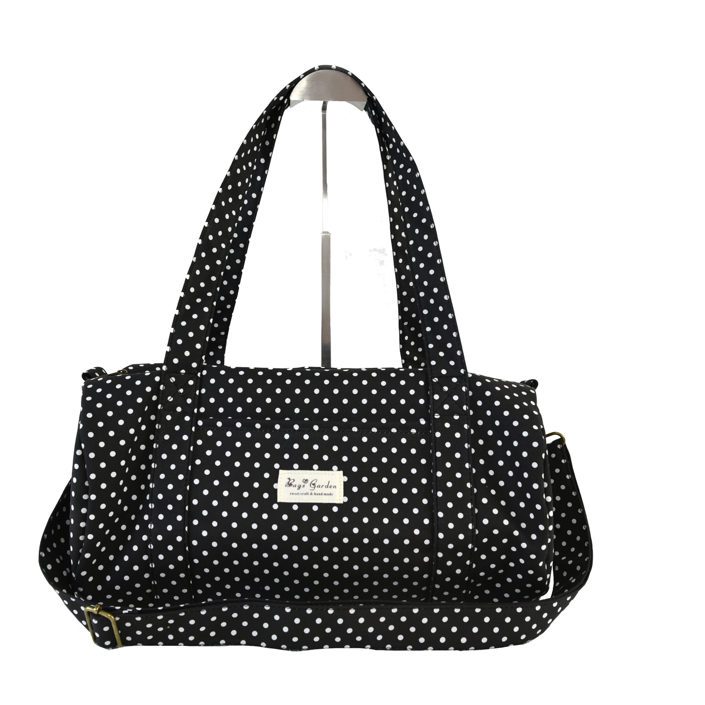 Polka dot cotton barrel bag