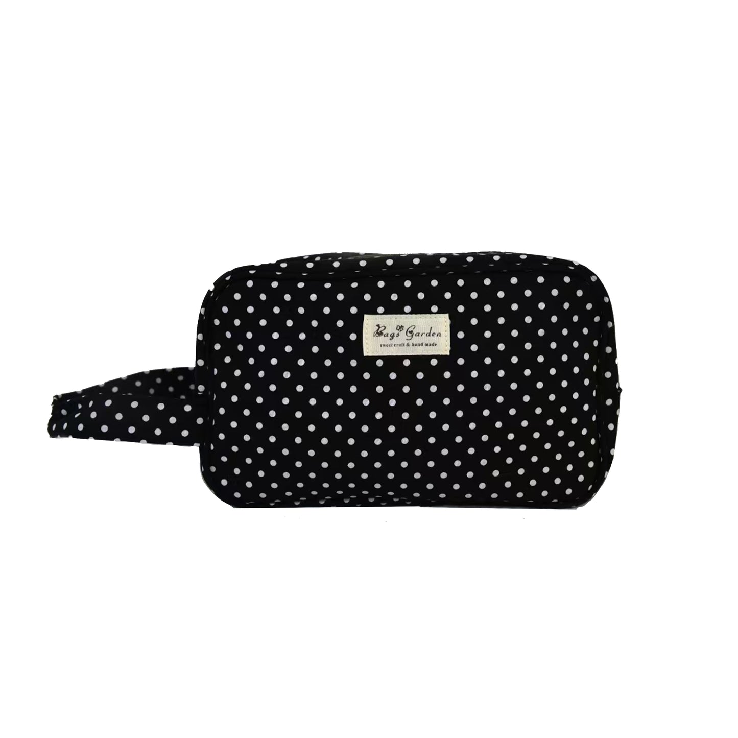 Polka dot cotton travel toiletry bag