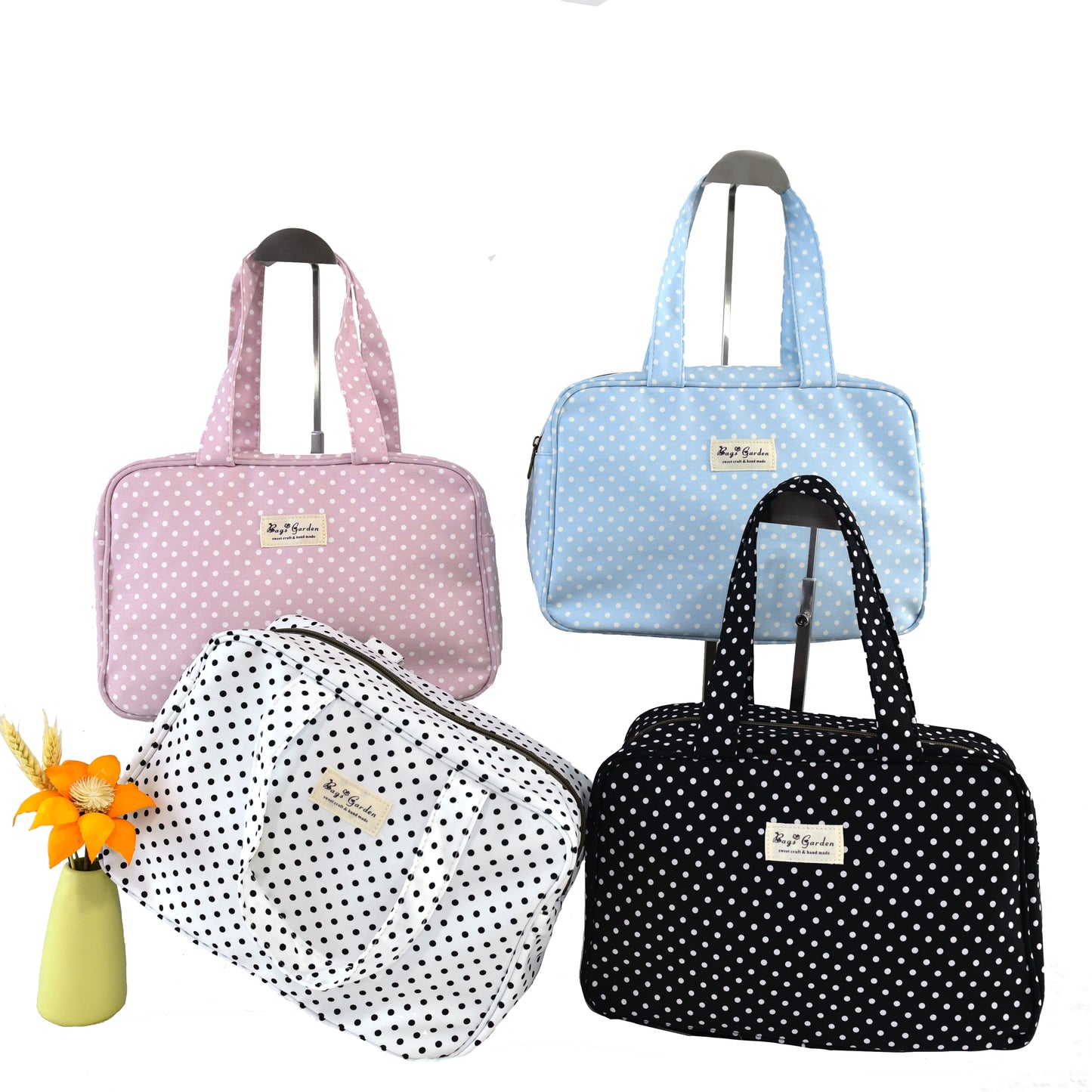 Polka dot cotton handbag