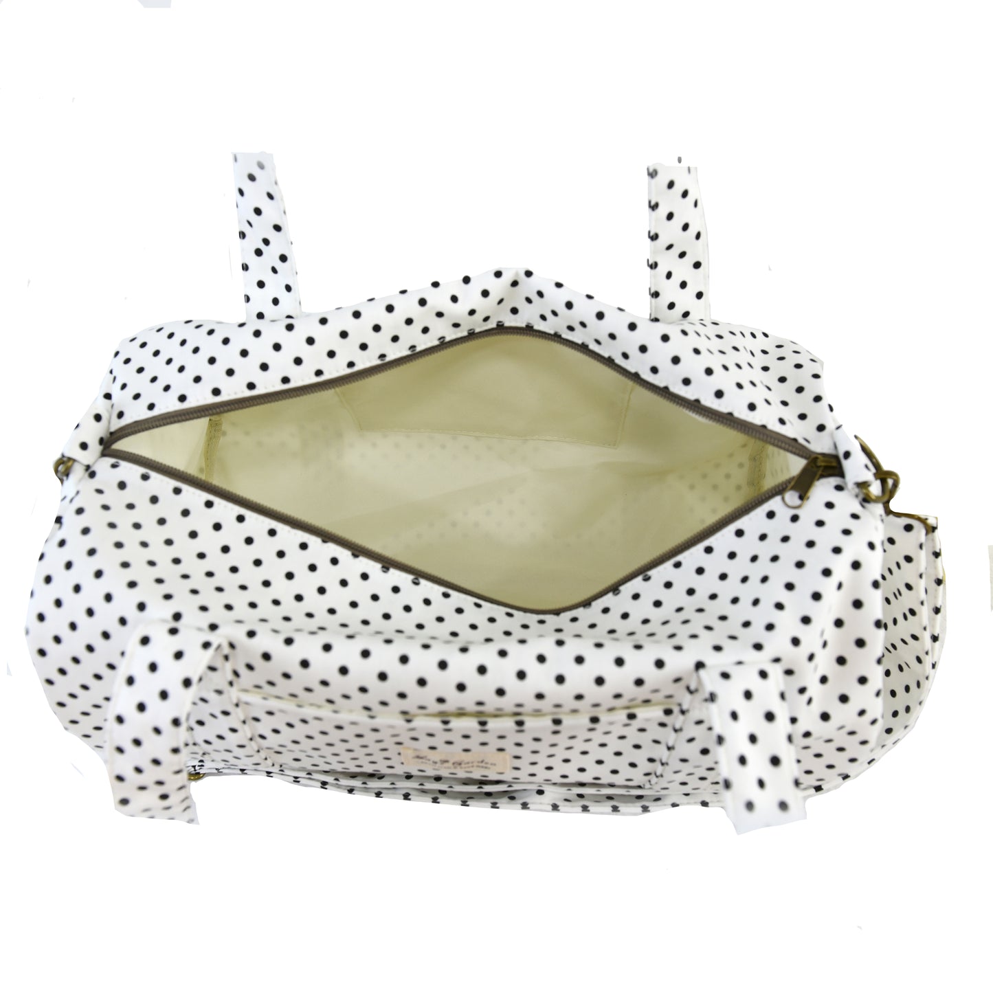 Polka dot cotton barrel bag
