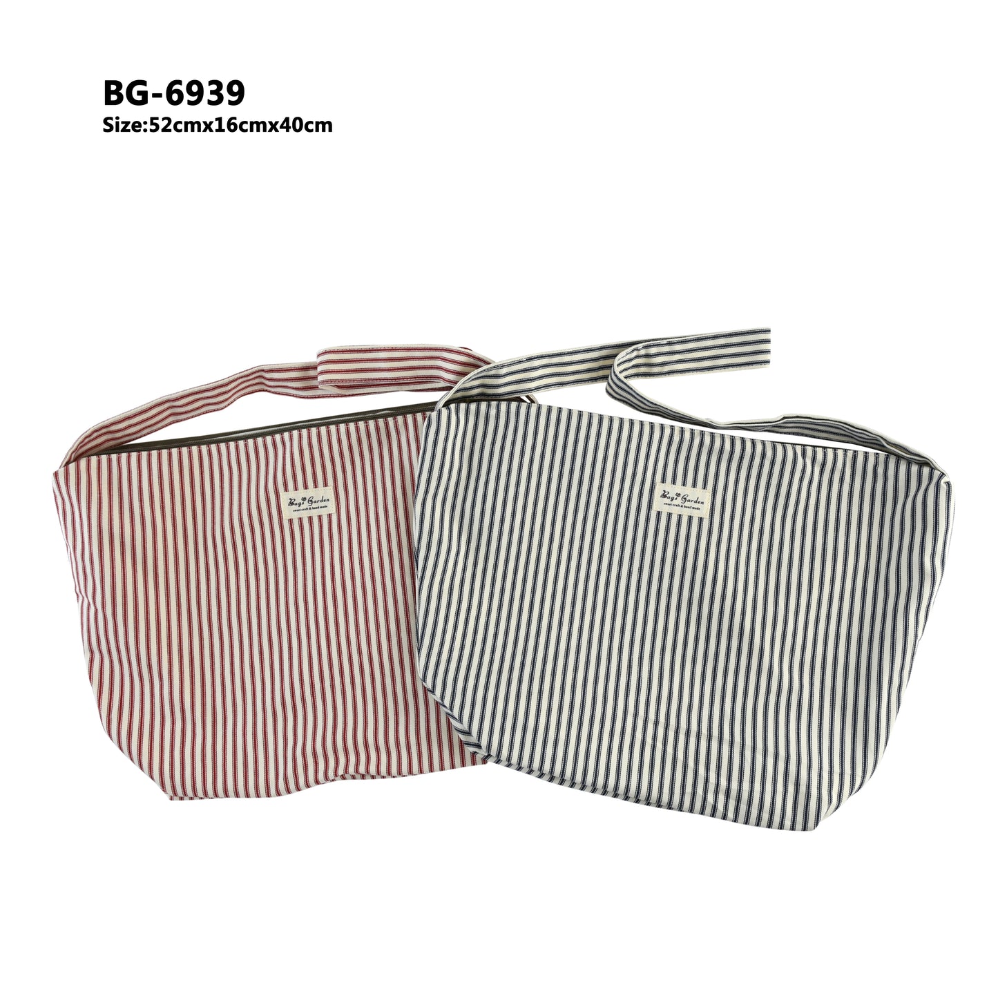 Bolso Bandolera Grande de Algodón con Rayas Bolso Cruzado