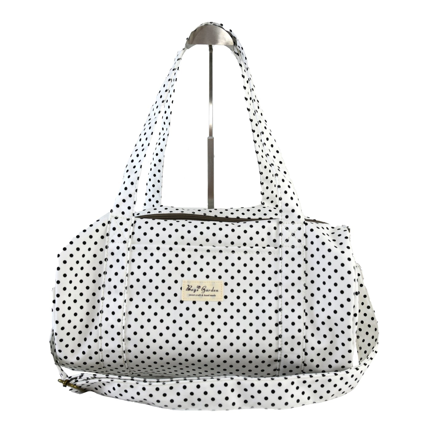 Polka dot cotton barrel bag