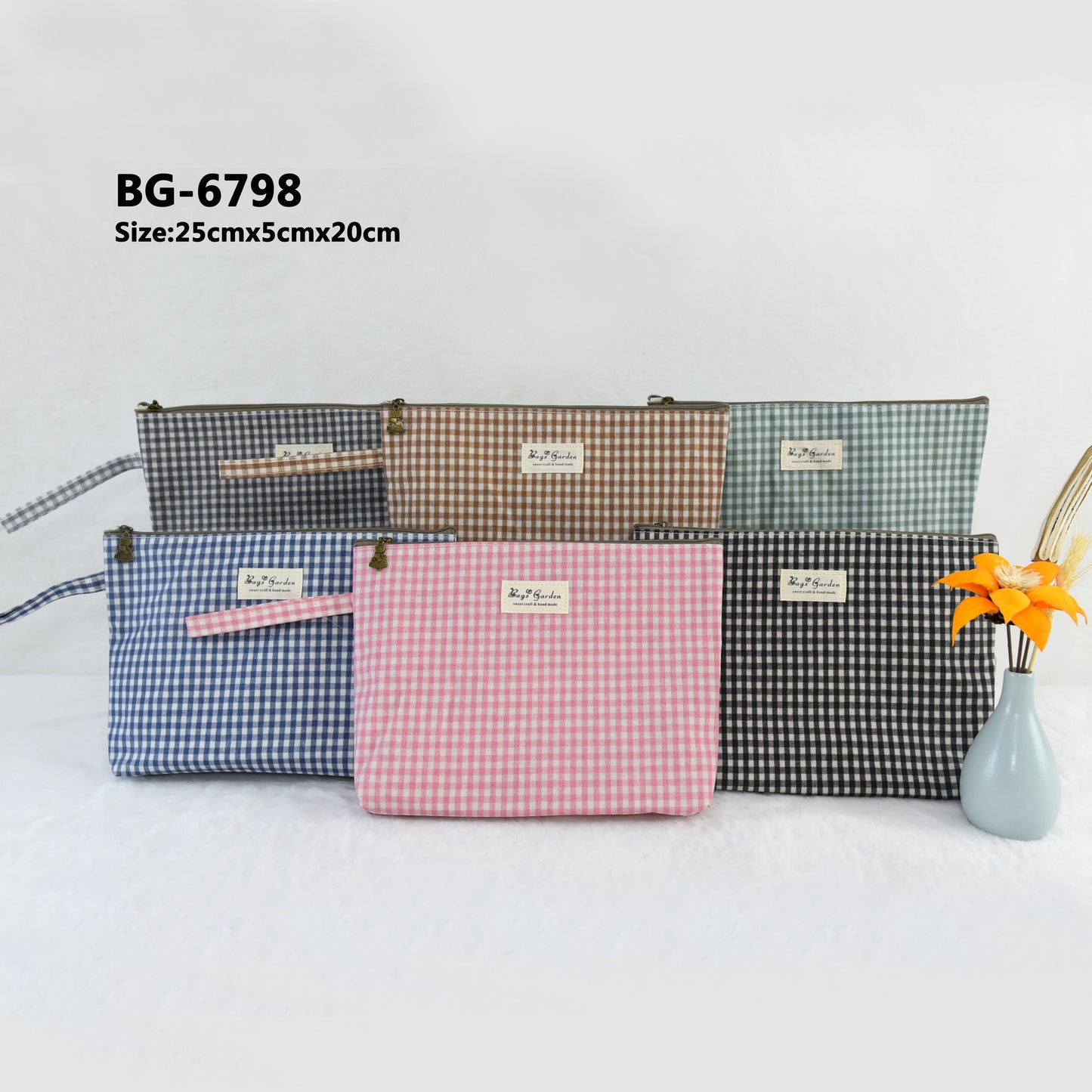 Neceser Impermeable Vichy Grande | Bolsa de Aseo con Cremallera