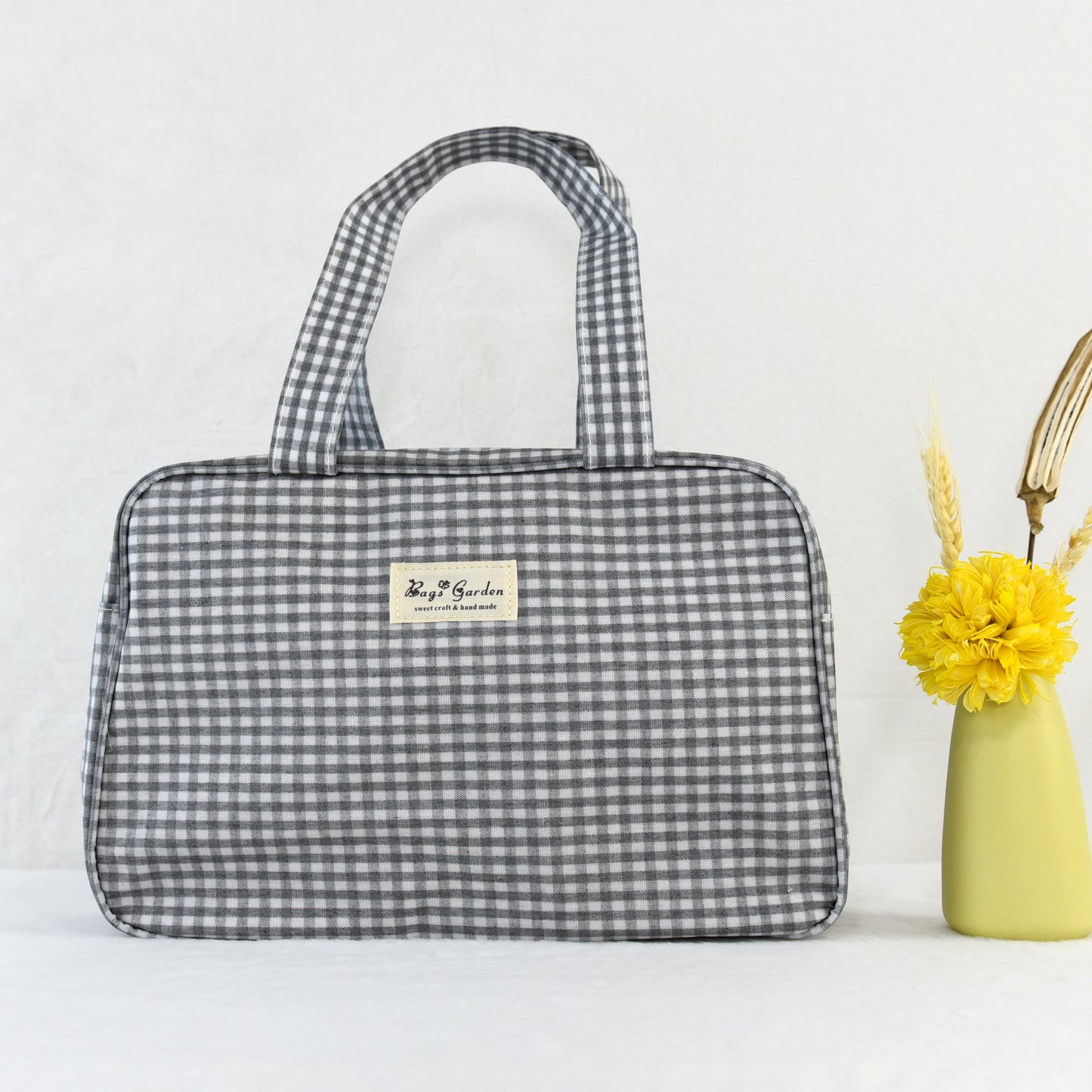 Bolso de Mano Rectangular Impermeable Vichy | Bolsa Multifuncional Viaje y Diario