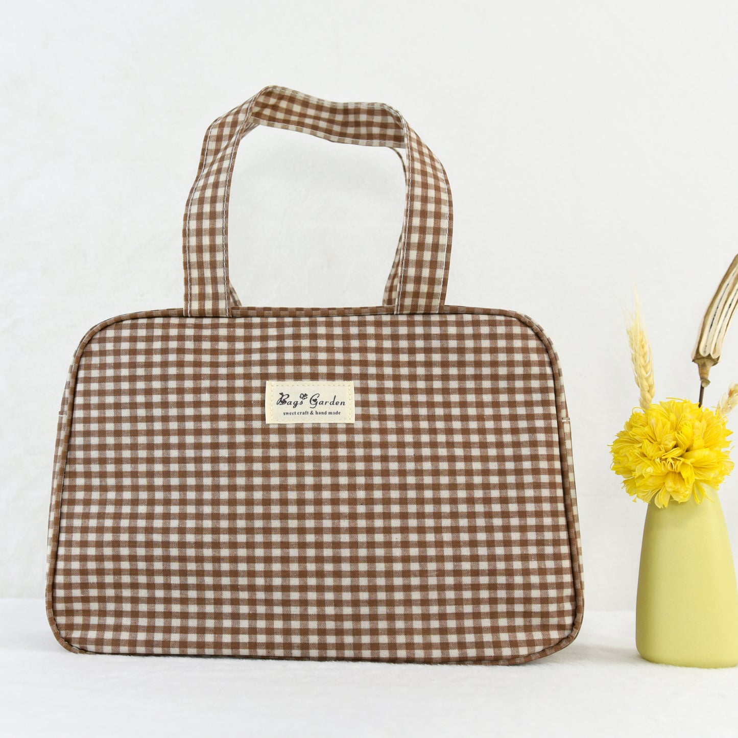 Bolso de Mano Rectangular Impermeable Vichy | Bolsa Multifuncional Viaje y Diario