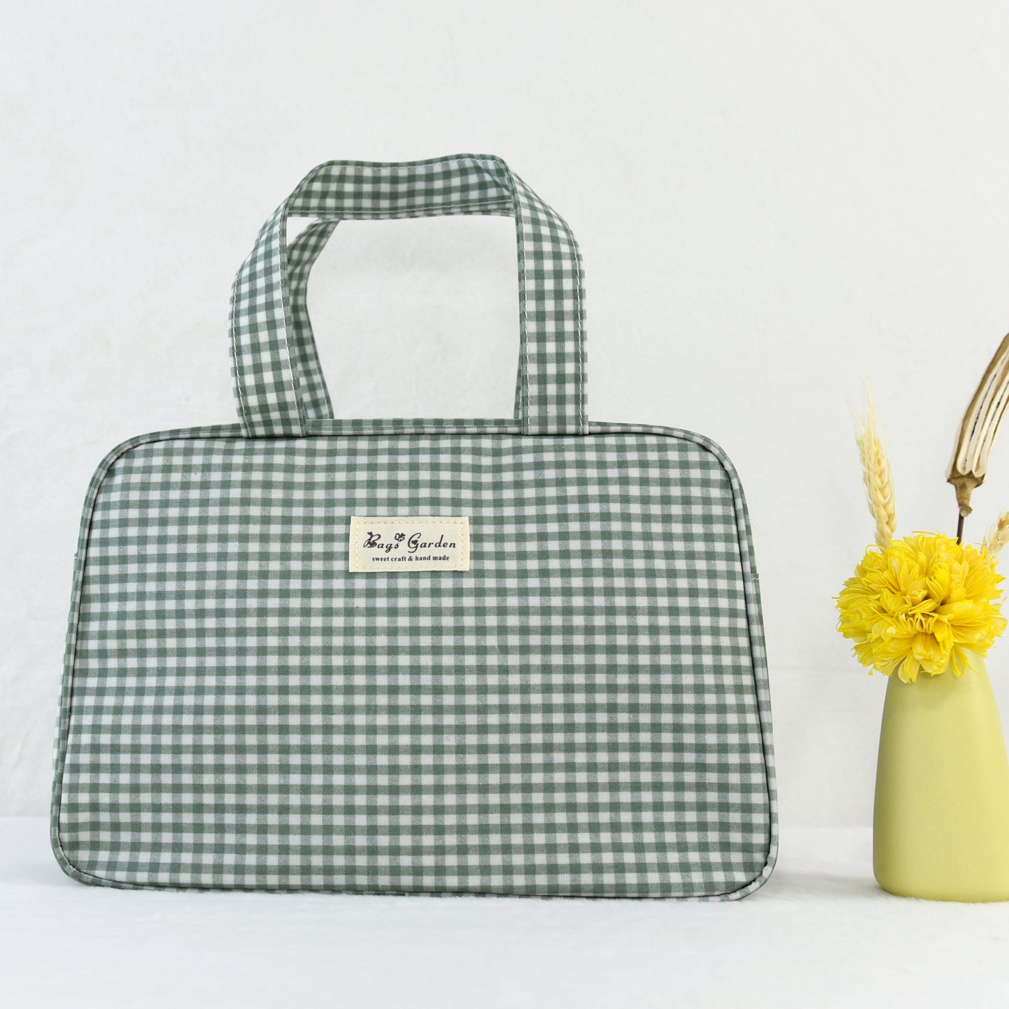 Bolso de Mano Rectangular Impermeable Vichy | Bolsa Multifuncional Viaje y Diario