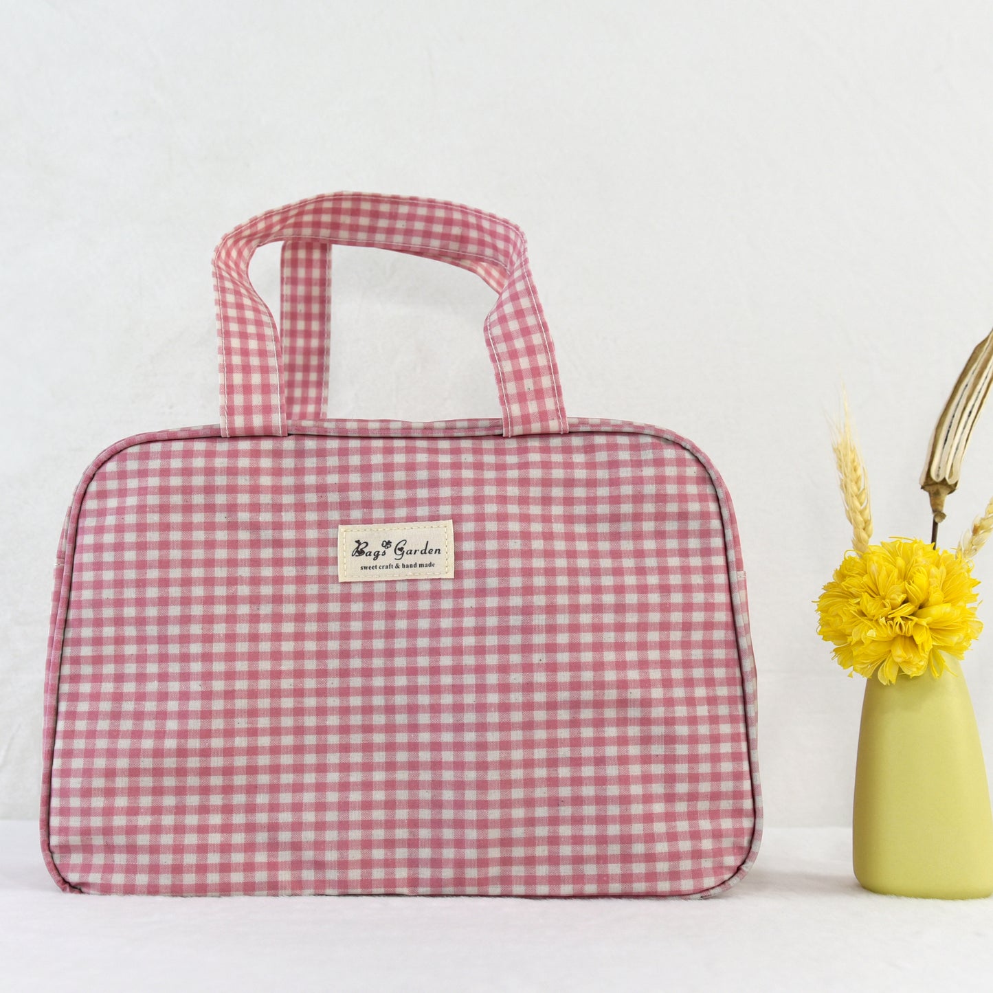 Bolso de Mano Rectangular Impermeable Vichy | Bolsa Multifuncional Viaje y Diario
