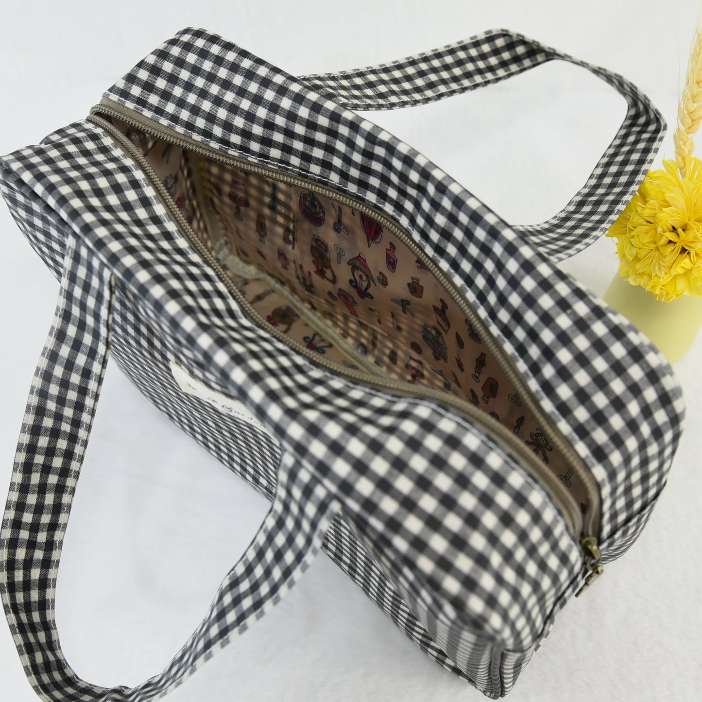 Bolso de Mano Rectangular Impermeable Vichy | Bolsa Multifuncional Viaje y Diario
