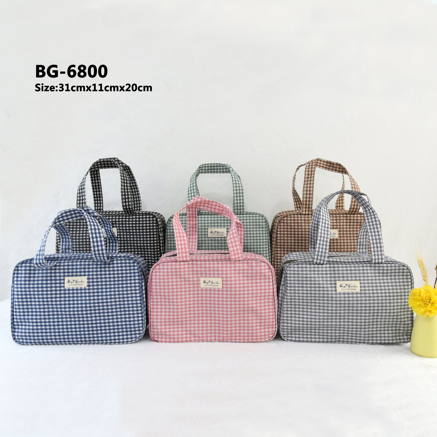 Bolso de Mano Rectangular Impermeable Vichy | Bolsa Multifuncional Viaje y Diario