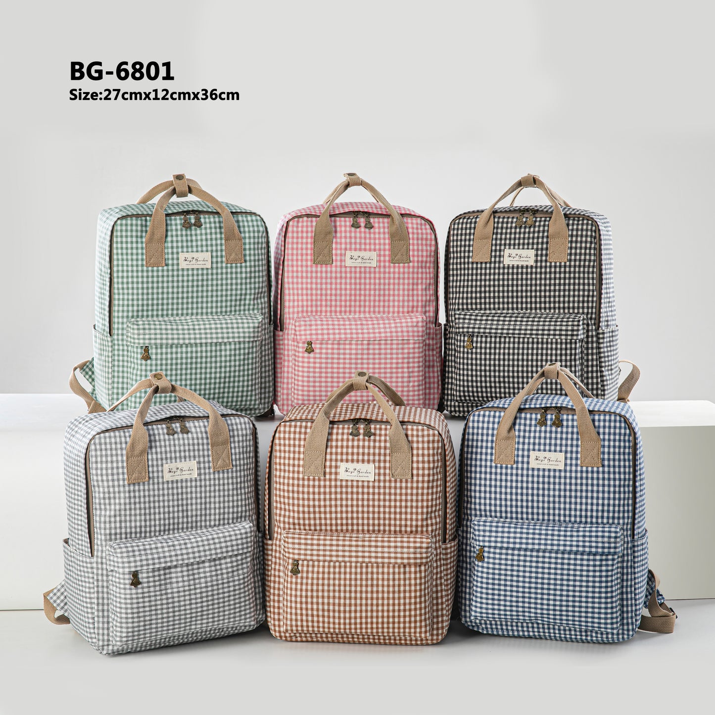 Mochila Impermeable Vichy | Mochila Mujer Ligera para Escuela, Viaje y Diario