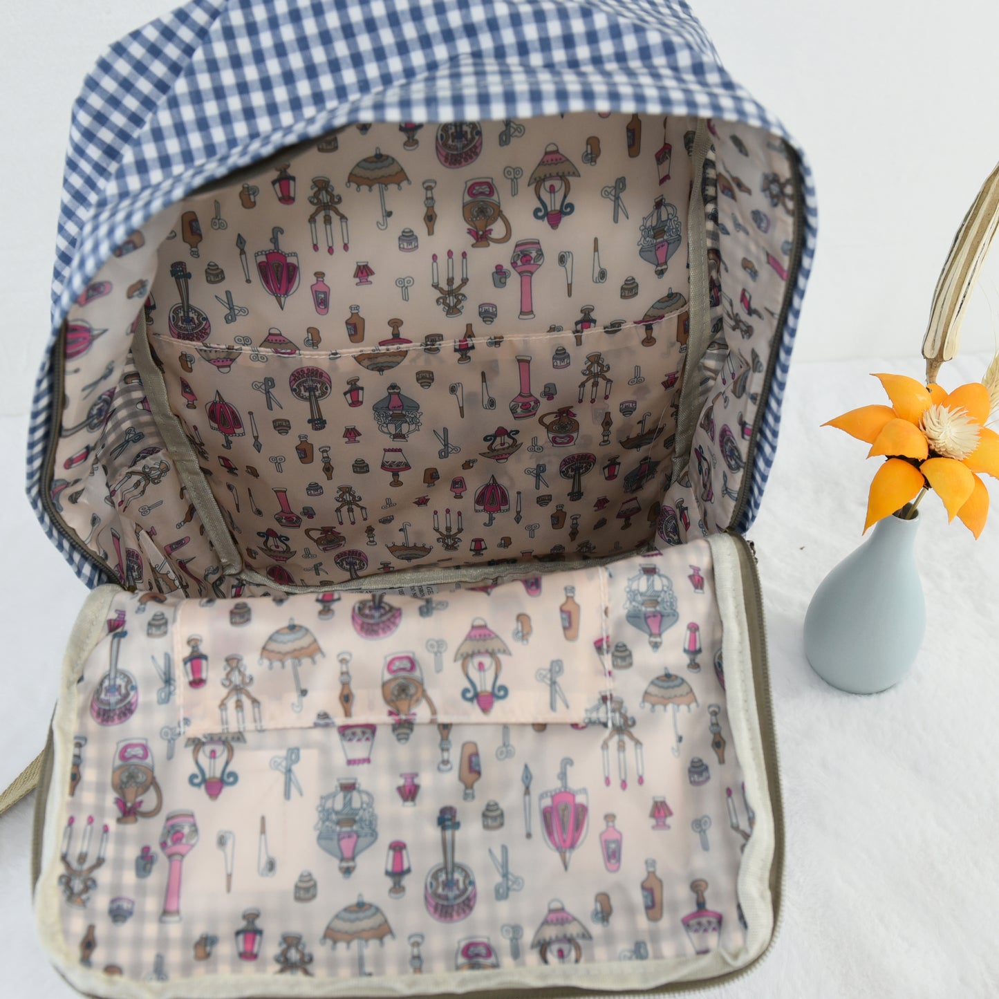 Mochila Impermeable Vichy | Mochila Mujer Ligera para Escuela, Viaje y Diario