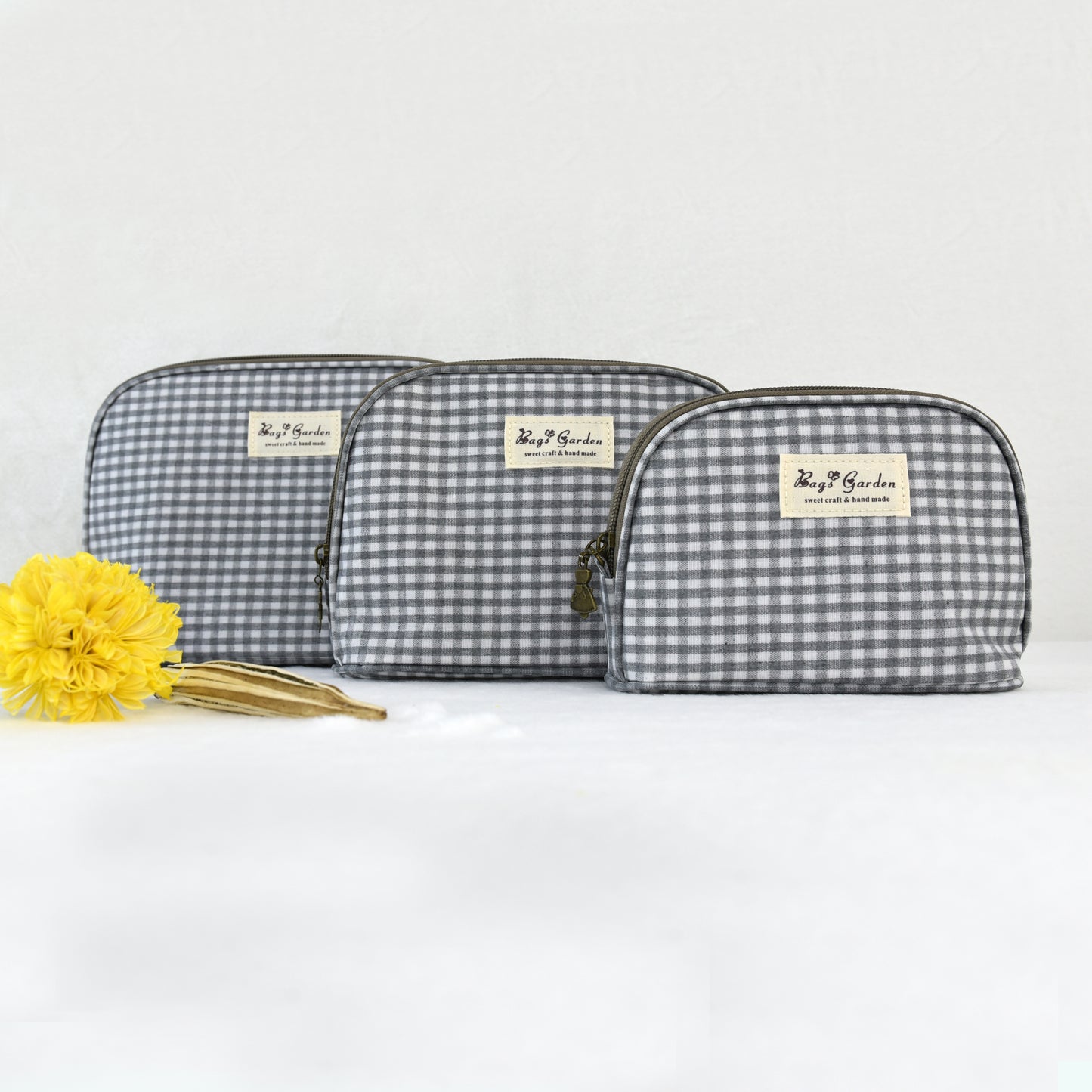 Set de 3 Neceseres Impermeables Vichy | Bolsas de Aseo Viaje con Cremallera