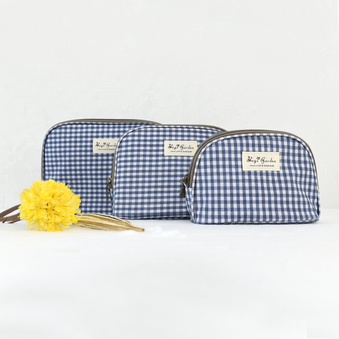 Set de 3 Neceseres Impermeables Vichy | Bolsas de Aseo Viaje con Cremallera
