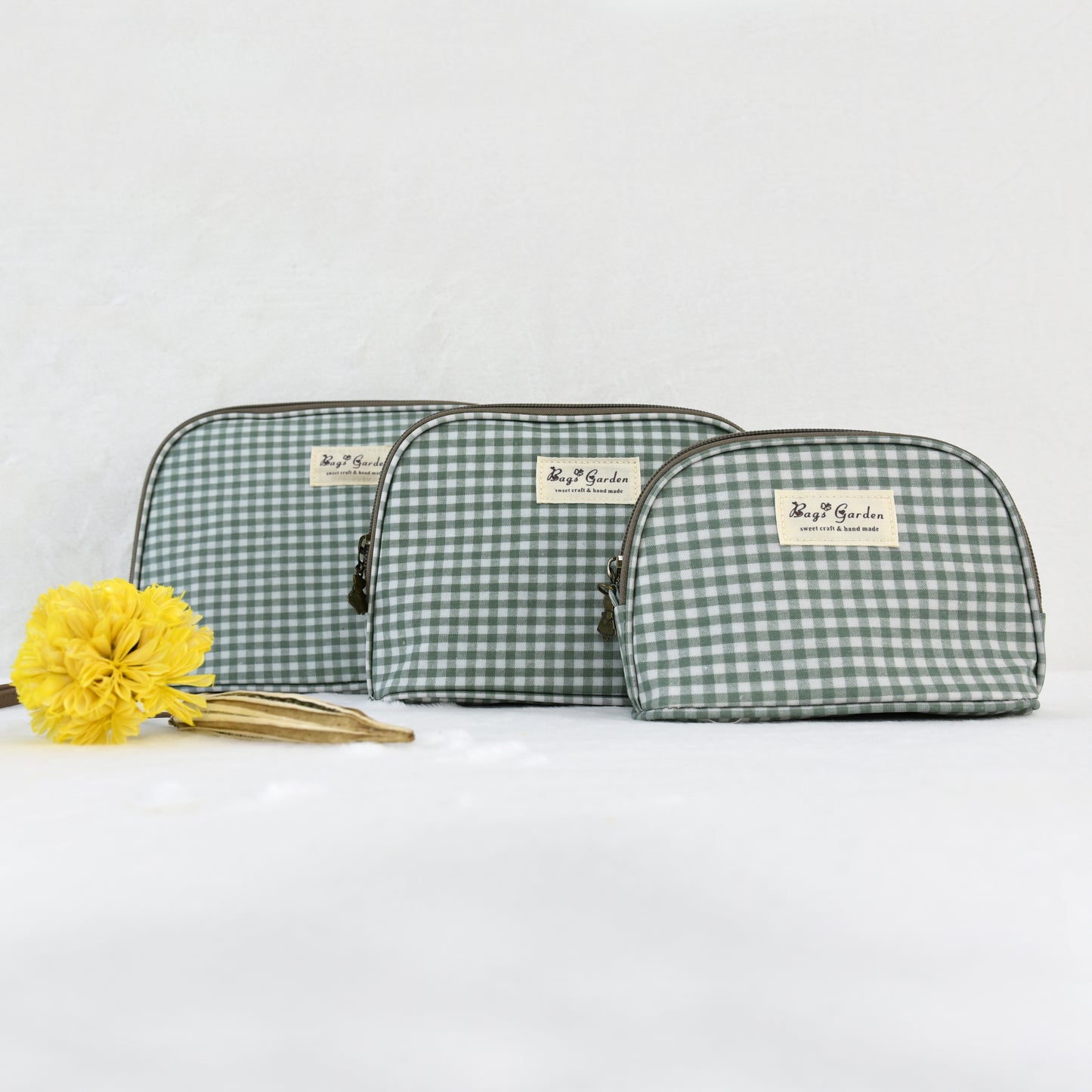 Set de 3 Neceseres Impermeables Vichy | Bolsas de Aseo Viaje con Cremallera