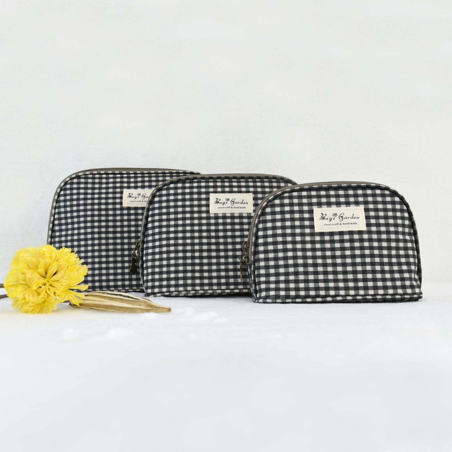 Set de 3 Neceseres Impermeables Vichy | Bolsas de Aseo Viaje con Cremallera