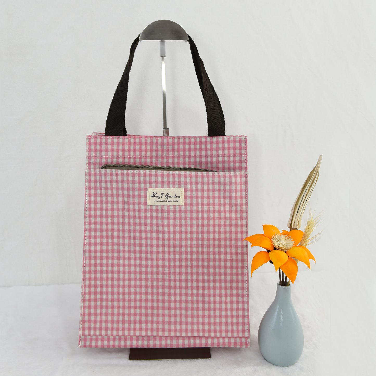 Bolso de Mano pequeño Impermeable Vichy | Bolsa de Almuerzo y Uso Diario